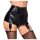 Noir - glanzende hotpants met jarretels (zwart)