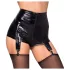 Noir - glanzende hotpant met jarretelles - zwart - L