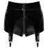 Noir - glanzende hotpant met jarretelles - zwart - L