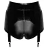 Noir - glanzende hotpant met jarretelles - zwart - L