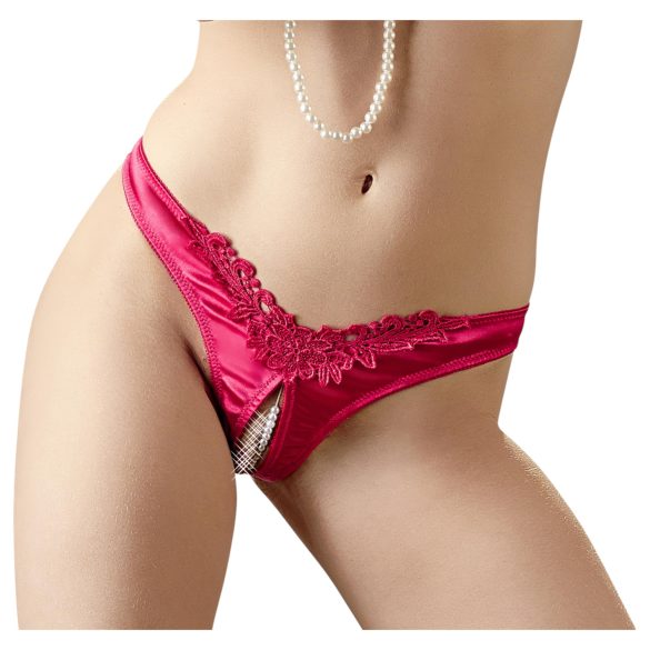 Cottelli - open damesstring met kralen en bloemen - rood
