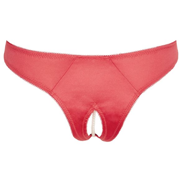 Cottelli - open damesstring met kralen en bloemen - rood - M