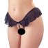 Cottelli - open string met parels en ruches (zwart) - L