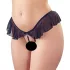 Cottelli - open string met parels en ruches - zwart - XL