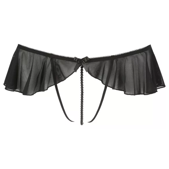 Cottelli - open string met parels en ruches - zwart - XL