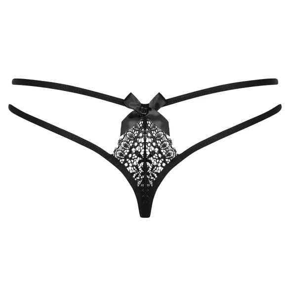 Obsessive Intensa - dames string - dubbele bandjes - kant - zwart - L/XL