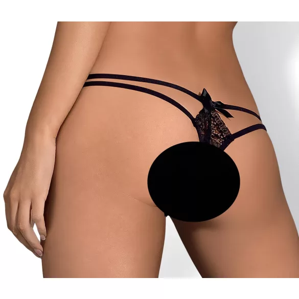 Obsessive Intensa - dames string - dubbele bandjes - kant - zwart - L/XL
