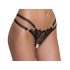 Cottelli - luxe open string met ring (zwart) - M/L