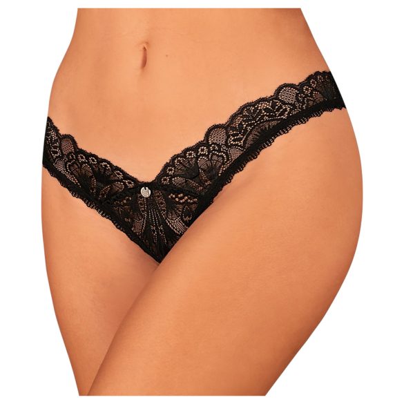 Obsessive Donna Dream - Opengewerkte kanten string (zwart)