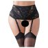 Cottelli Plus Size - kanten, veters jarretel (zwart)