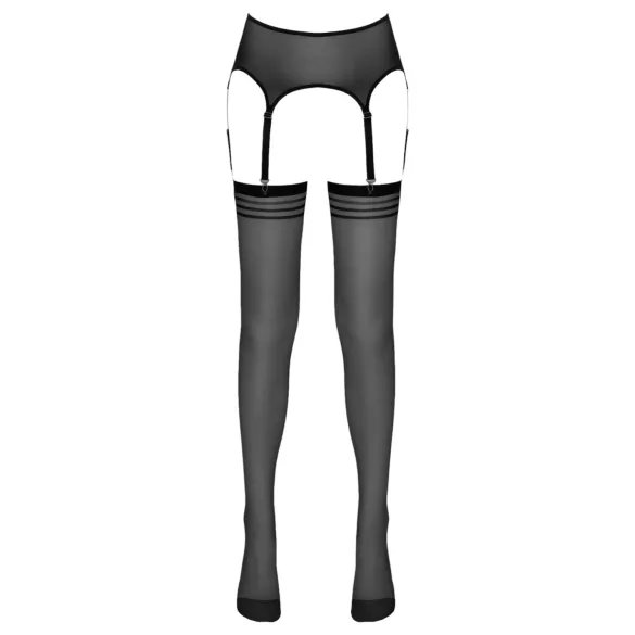 NO:XQSE - jarretelkousen met strepen - zwart - L/XL