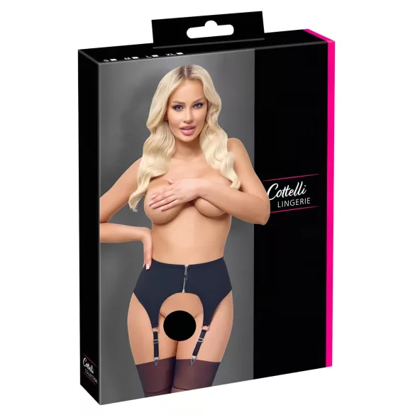 Cottelli - matte jarretelle gordel - zwart - M