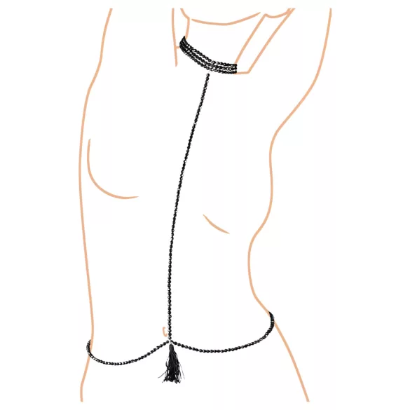 Cottelli - Lichaamsharnas met pareltjes en halsband - zwart