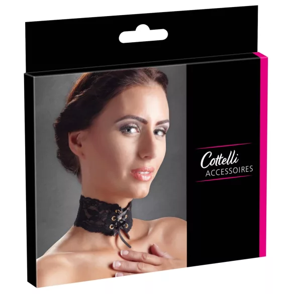 Cottelli - Brede kanten korset-halsband (zwart)