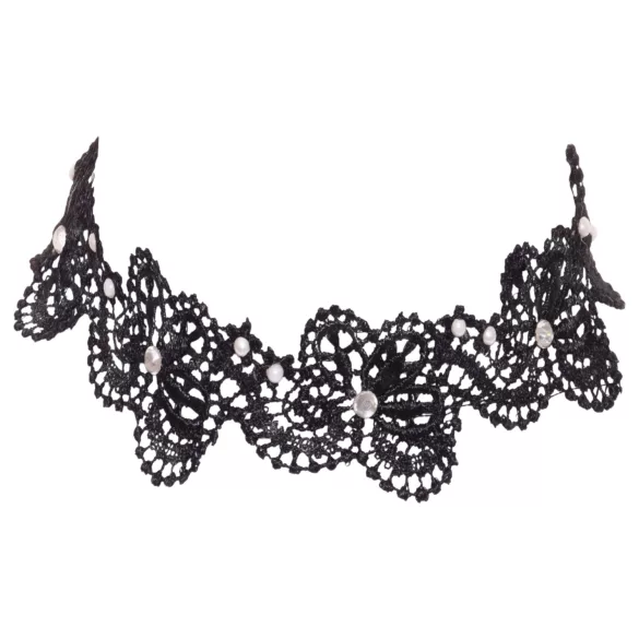 Cottelli - choker met kant en kralen - zwart