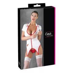 Cottelli - Verpleegster top met jarretels - wit