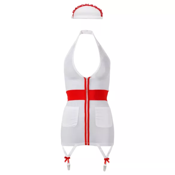 Cottelli - Verpleegster jurkje met jarretels - wit - verkleedkostuum - XL