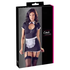   Cottelli - lingerie jurkje met jarretels - zwart/wit - kamermeisje