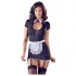 Cottelli - lingerie jurkje met jarretels - zwart/wit - kamermeisje - XL
