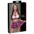 Cottelli - schoolmeisjes kostuum set - roze geruit - verkleedkleding - XL
