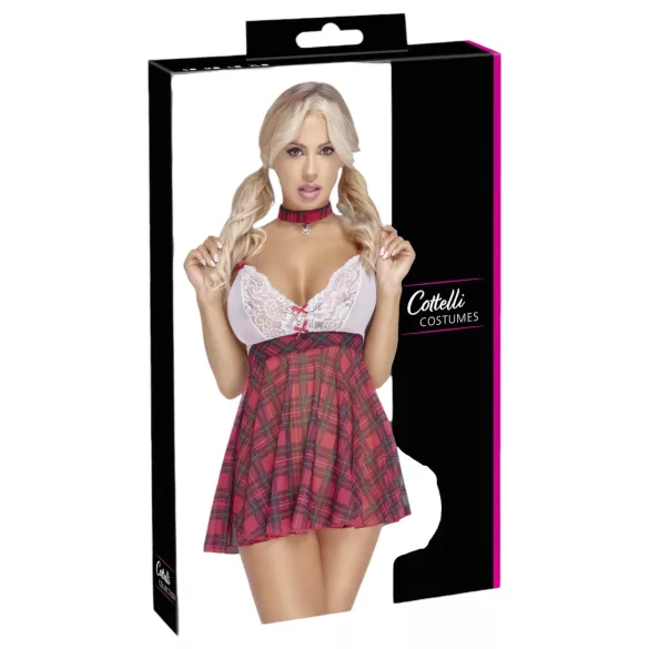 Cottelli - schoolmeisje kostuum - rood wit - verkleedkleding - M