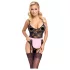 Cottelli - doorzichtige kamermeisje outfit - zwart/roze - M