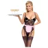 Cottelli - doorzichtige kamermeisje outfit - zwart/roze - L