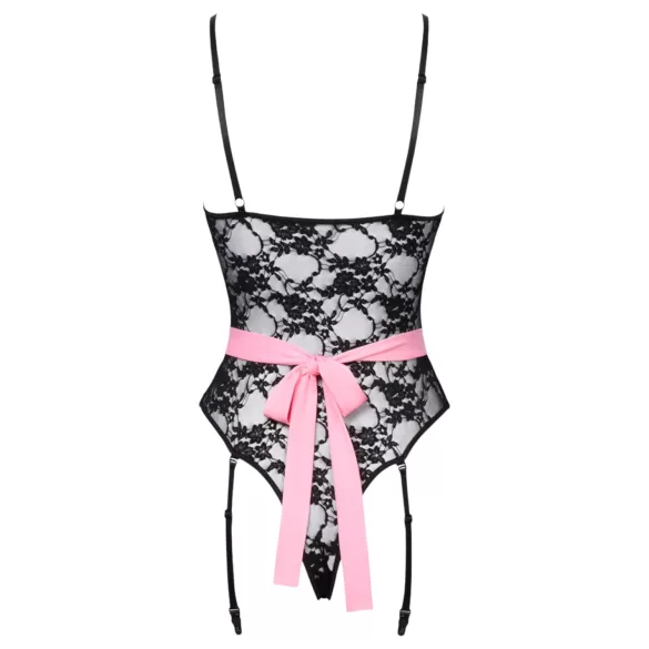 Cottelli - doorzichtige kamermeisje outfit - zwart/roze - L