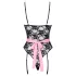 Cottelli - doorzichtige kamermeisje outfit - zwart/roze - L