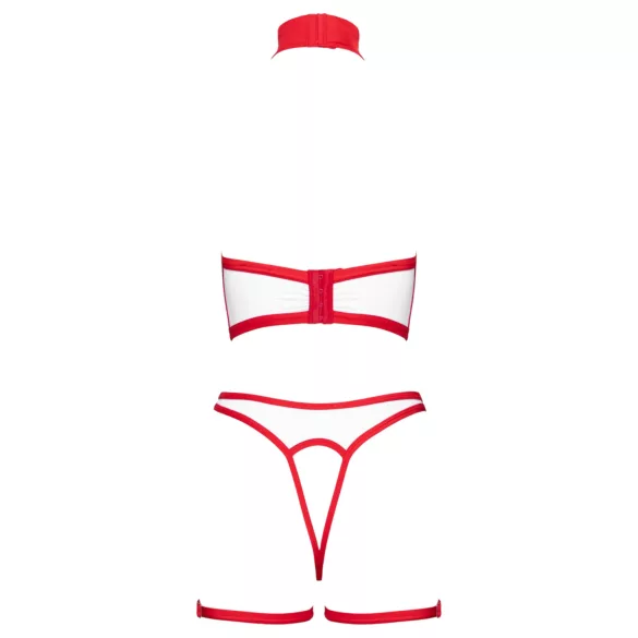 Cottelli - open verpleegsterskostuum set (wit-rood) - M
