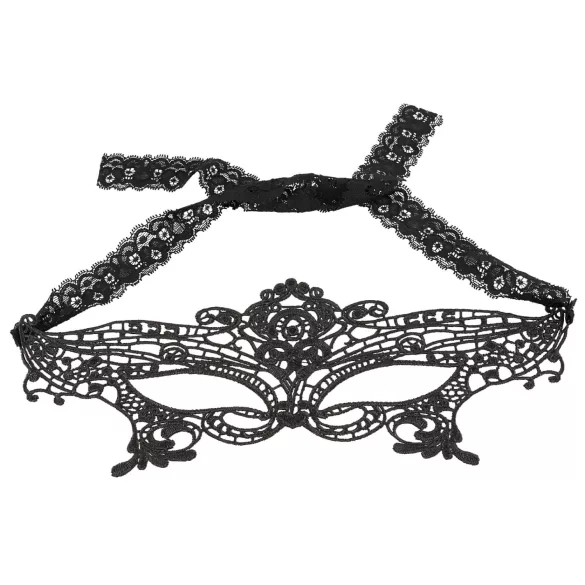 Cottelli - Oogmasker met geborduurde kanten look - zwart