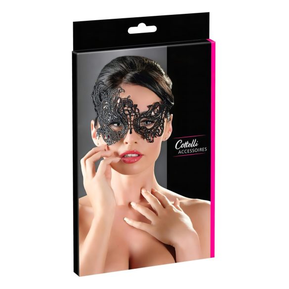 Cottelli - Geborduurd, asymmetrisch masker (zwart)