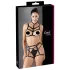 Cottelli - decoratieve bodyharnas lingerie set (zwart, S-L)