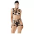 Cottelli - decoratieve bodyharnas lingerie set (zwart, S-L)