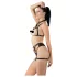 Cottelli - decoratieve bodyharnas lingerie set (zwart, S-L)
