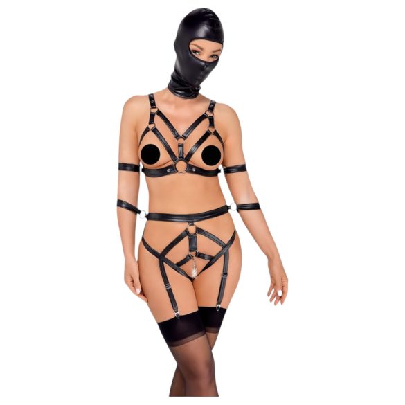 Bad Kitty - Lichaamsharnas set & masker (zwart)