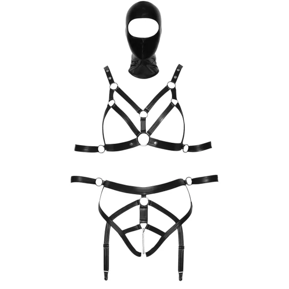 Bad Kitty - lingerie set met masker - zwart - L