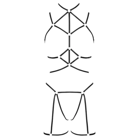 Cottelli - lichaamsharnas en string - zwart - S-L