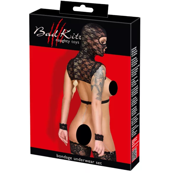 Bad Kitty - bdsm set - kanten details - zwart - M