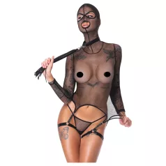 Bad Kitty - BDSM doorschijnende netset met zweep (zwart)