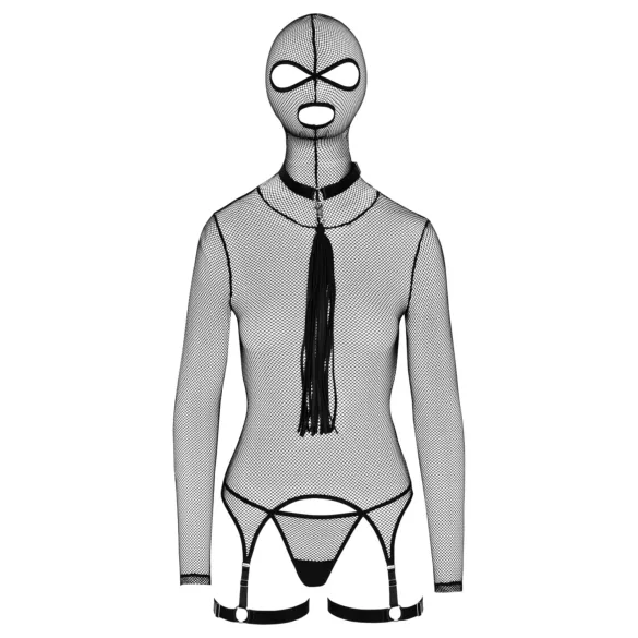 Bad Kitty - BDSM set met zweep - transparant netstof - zwart