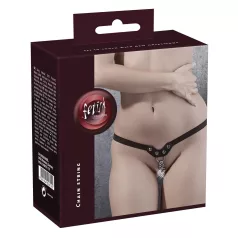   Fetisj - getailleerde string met studs en kettingen (zwart, S‑L)