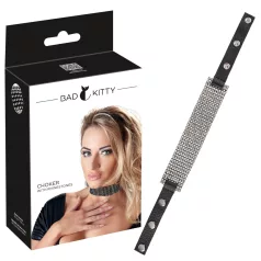 Bad Kitty - halsband met strass steentjes - zwart