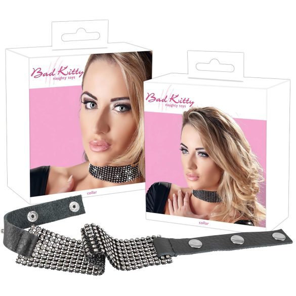 Bad Kitty - met strassjes versierde halsband (zwart)