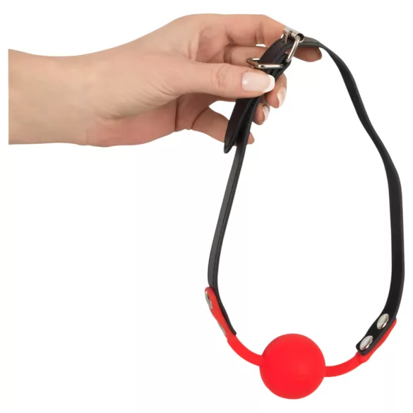 Bad Kitty - silicone ballgag - kunstleren band - rood