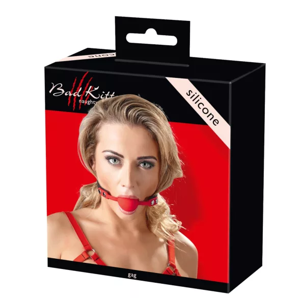 Bad Kitty - silicone ballgag - kunstleren band - rood