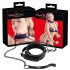 Bad Kitty - Glinsterende halsband en riem (zwart)