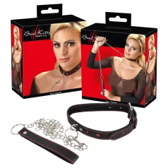 Bad Kitty - halsband met hartje en metalen ketting - zwart