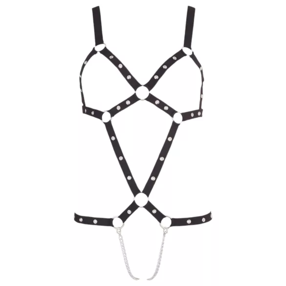 Bad Kitty - strappy body met studs - zwart - S-L