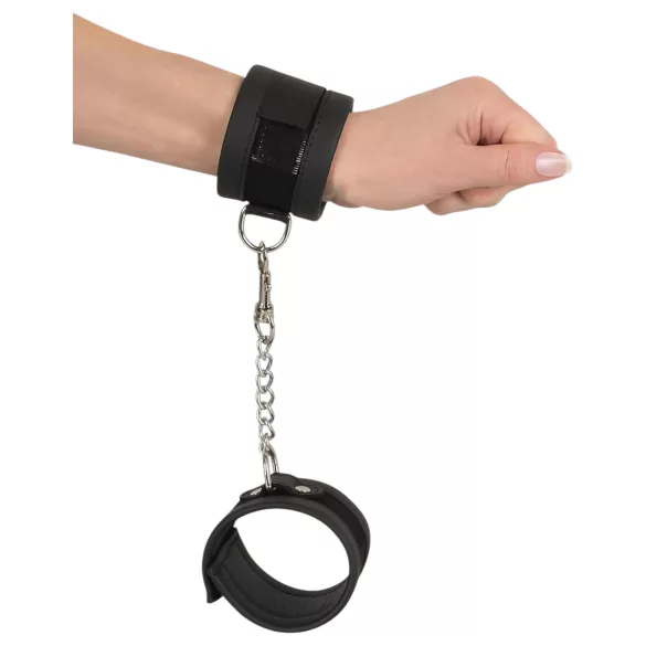 Vegan Fetish - polsboeien - korte ketting - zwart